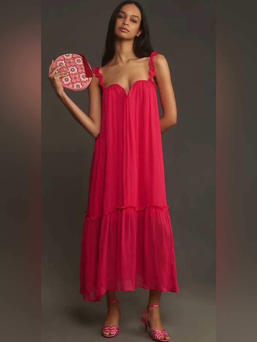 NWT Anthropologie Maeve Pink Open Back Maxi Dress S